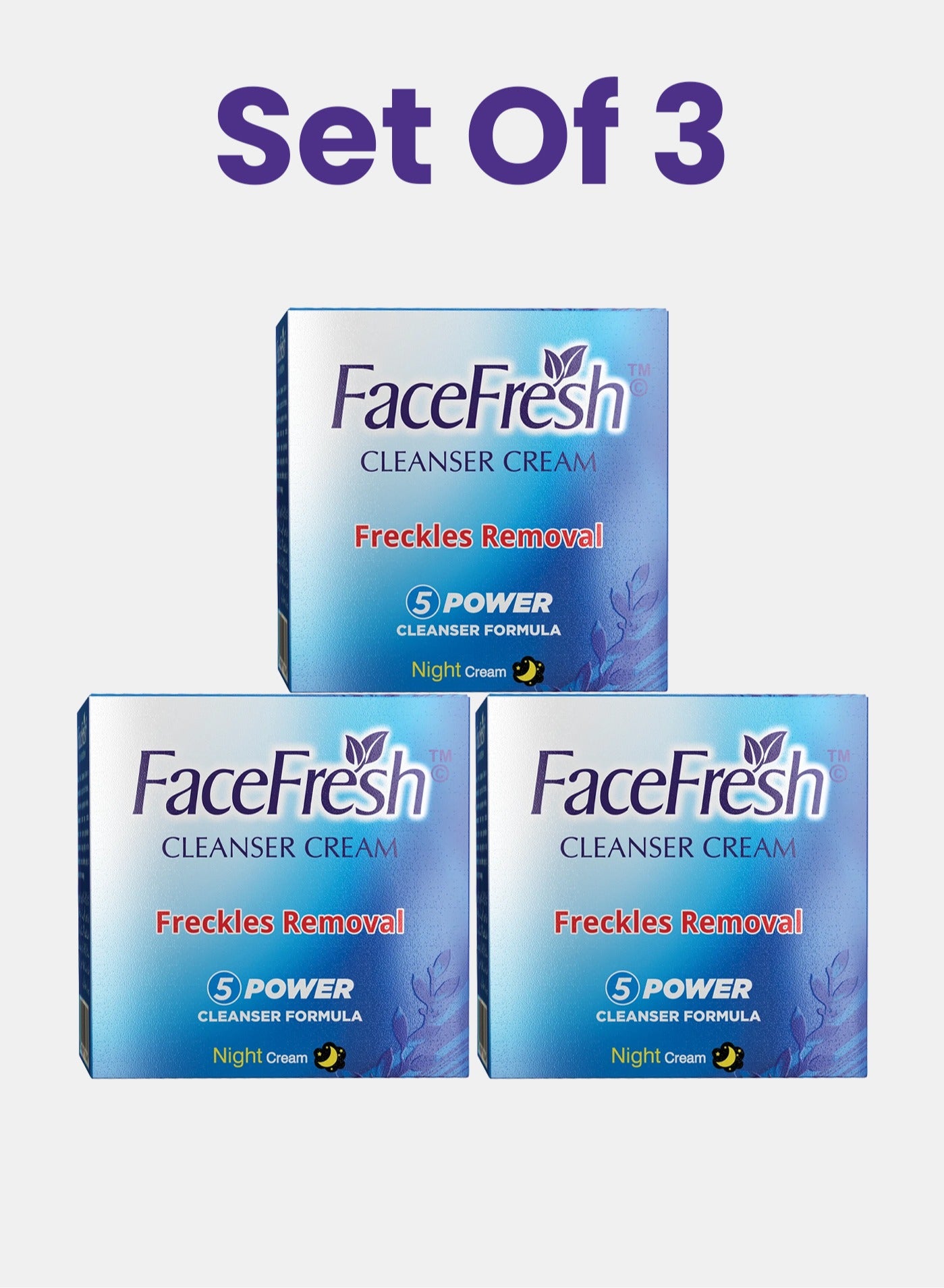 Set of 3 Face Cleanser Cream - Treats Acne, Freckles, Skin Texture, Scars - Best Results with All Skin Types 23g