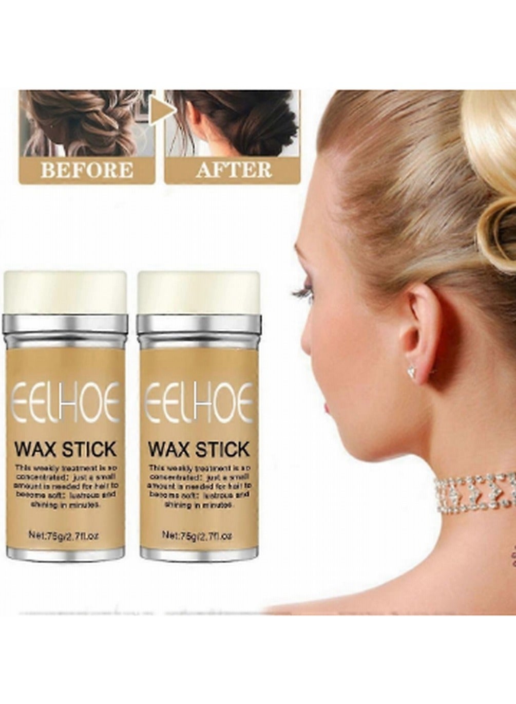 2Pcs Hair Wax Stick Strong And Long Lasting Hold Non Greasy Styling Wax For Flyaways Edge Frizz Hair Repair Smooth Loose Broken Hair Artifact Styling Gel Cream