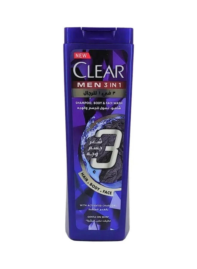 3 In 1 Complete Care Shampoo, Body & Face Wash With Activated Charcoal For Men