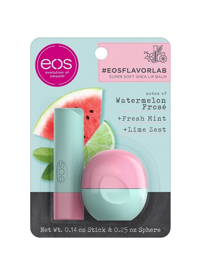 FlavorLab Lip Balm Stick and Sphere, Watermelon Frosé, Natural Shea Lip Products, 2 Count(Pack of 1)