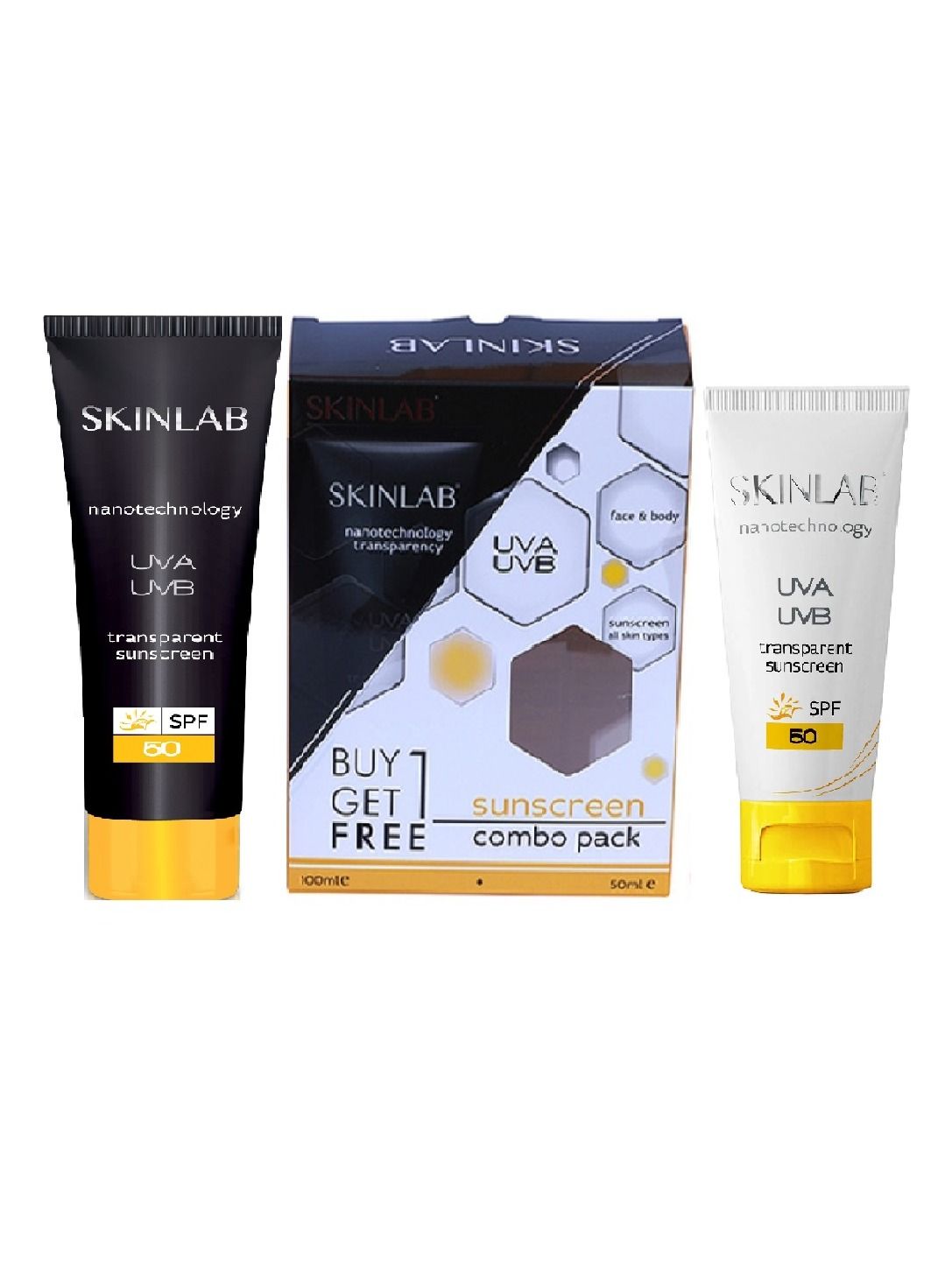 SKINLAB UVA UVB SPF50 Sunscreen Combo Pack, 100ml & 50ml