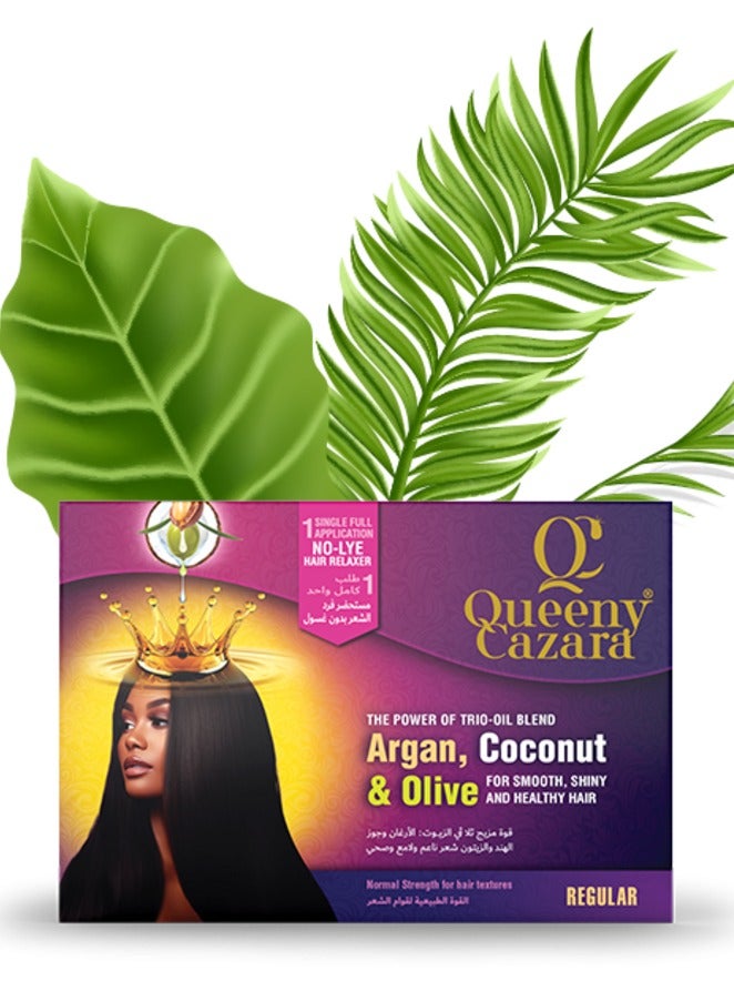 Queeny Cazara - The Power of Trio-Oil Blend Argan, Coconut and Oilve For Smooth , Shiny and Healty Hair - Regular