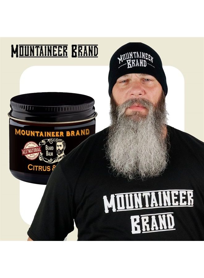Beard Balm for Men | All Natural Leave-in Conditioner to Moisturize Dry Itchy Skin | Beard Butter Hydrates, Softens and Tames Flyaway Hair | Adds Shine | Citrus & Spice Scent 2oz.