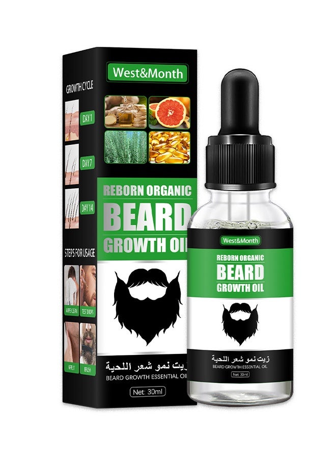 Beard Growth Oil, For Beard More Full And Thick, Beard Growth Serum Of Plant Extraction, Pure Natural Promote Beard And Hair Growth