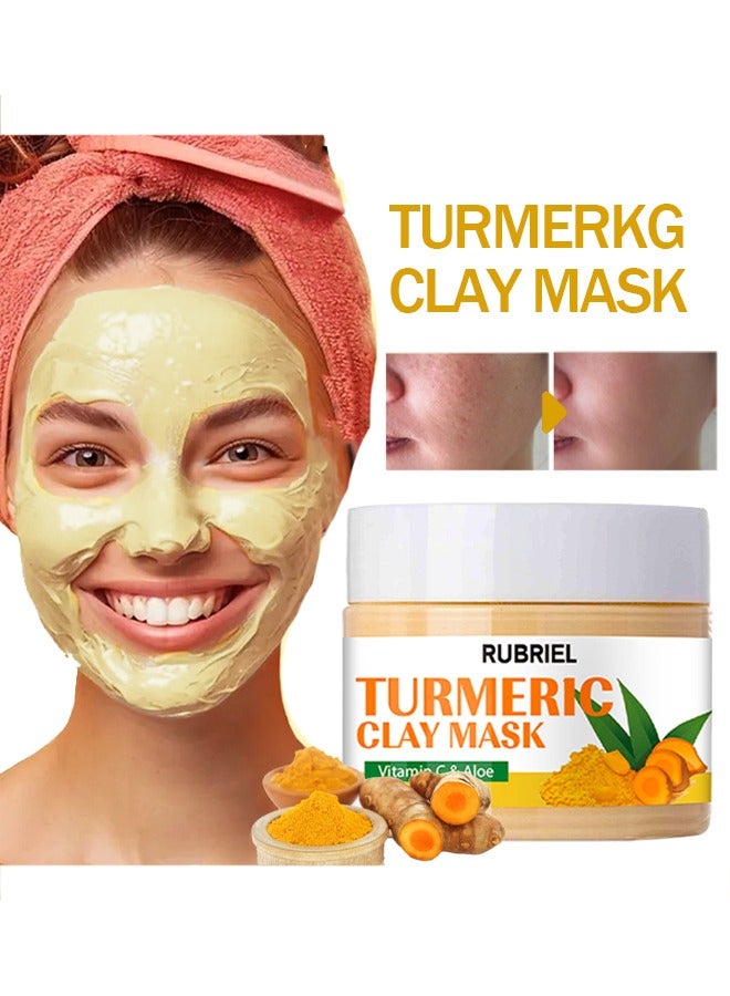 Turmeric Clay Mask,With Vitamin C& Aloe,Skin Looks Visibly Brightened,Brightens Skin,Removes Acne, Whitening, Lightening Spots 50g