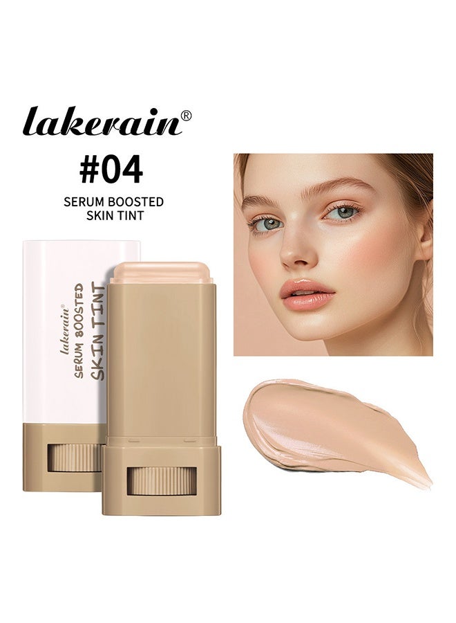 Beauty Balm Serum Boosted Skin Tint, Solid Tinted Moisturizing Serum Foundation Stick, Buildable Medium-to-Full Coverage Contour Stick for Face Makeup (#04)