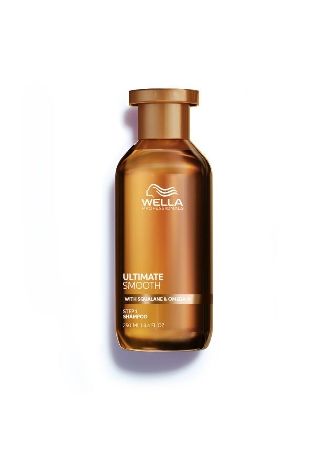 Wella Professionals ULTIMATE SMOOTH Shampoo for Dry, Dull & Frizzy Hair, For Shine & Smoothness, Color Safe, With Squalane & Omega 9, 250ml