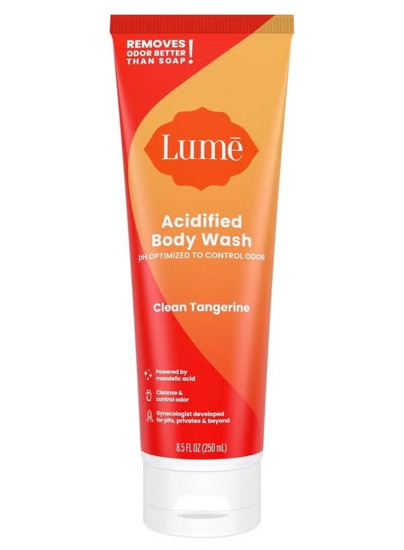 Lume Acidified Body Wash - 24 Hour Odor Control - Removes Odor Better than Soap - Moisturizing Formula - SLS Free, Paraben Free - Safe For Sensitive Skin - 8.5 ounce (Clean Tangerine) Clean Tangerine 8.5 Ounc