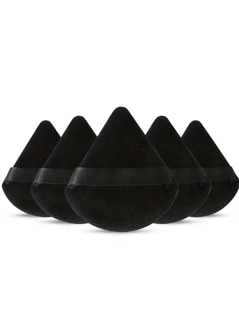 Powder Puff 5 pcs Make Up Puff FaceSoft TrianglePowder Puffs for Loose Powder MineralPowder Baby Powder Velous Cosmetic Foundation Sponges Blender - Black