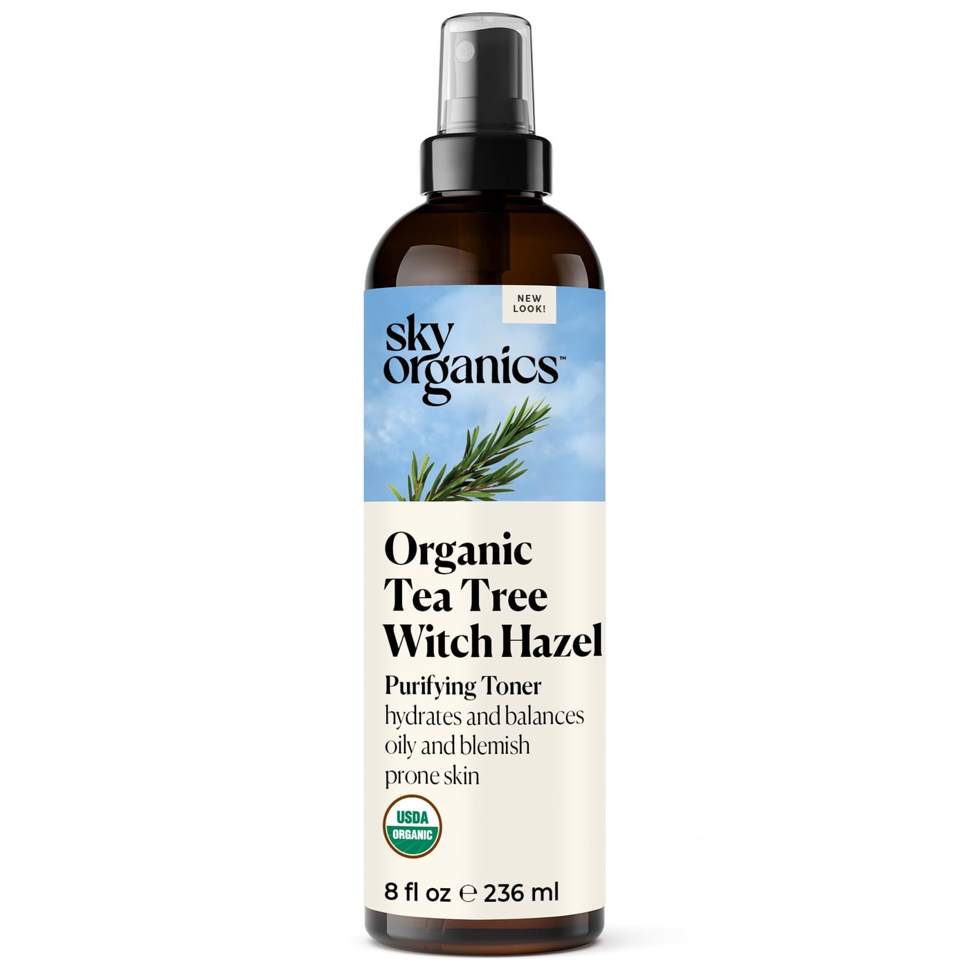 Sky Organics Organic Tea Tree & Witch Hazel for Face, Purifying Facial Toner to Hydrate, Soothe, Cleanse and Balance Blemish-Prone Skin, Helps Minimize The Appearance of Pores, 8 fl oz webook