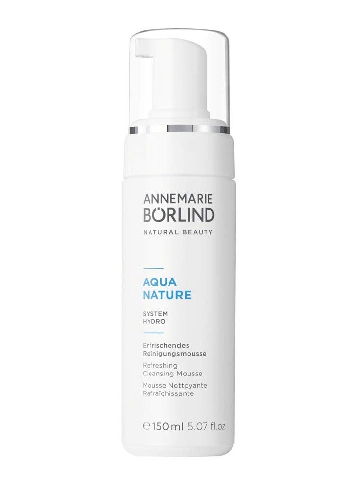 Annemarie Borlind - Aquanature Refreshing Cleansing Mousse - Aloe and Hyaluronic Acid Vegan Natural Facial Wash - Removes Impurities and Makeup with Mild Tensides - 150 ml / 5.07 fl oz