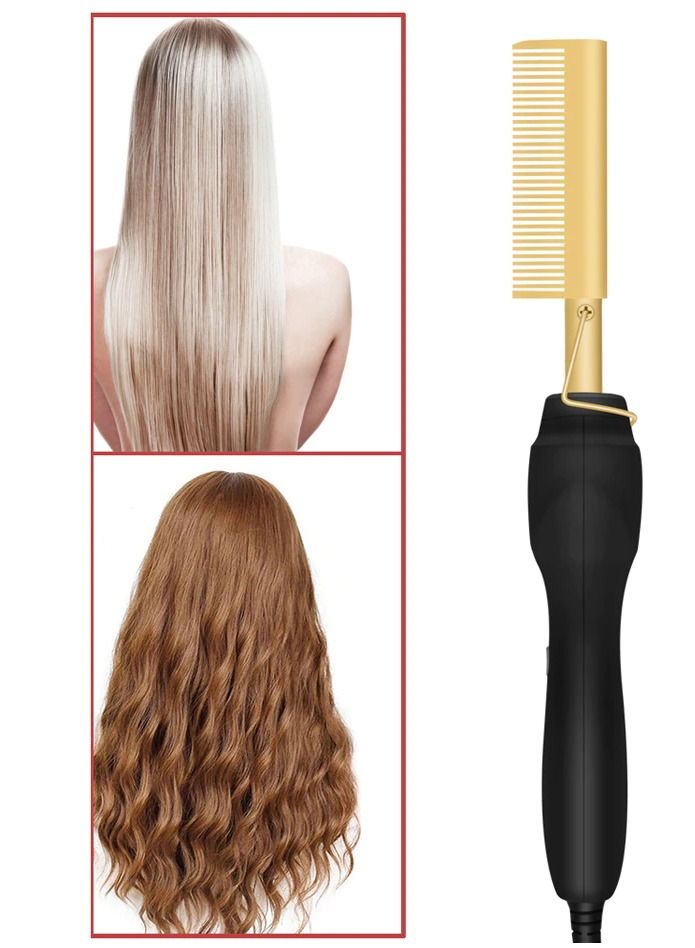 Mini Titanium Hot Comb Metal Electric Straight Iron Heat Press Customized Hair Straightener