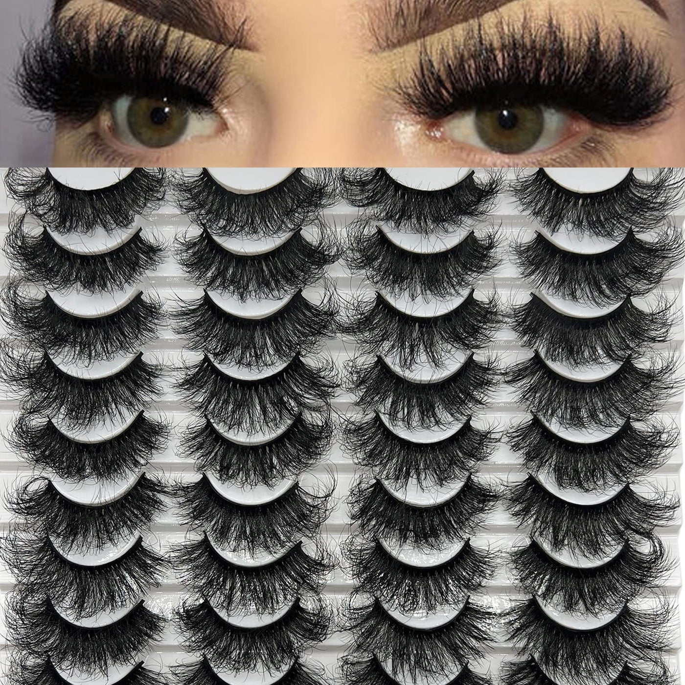 TIKILEY 20 Pairs Wispy Mink Eyelashes 20 MM 3D Mink Lashes Fluffy Natural Look, Reusable Wholesale Dramatic Long 20MM Eye Lashes Pack
