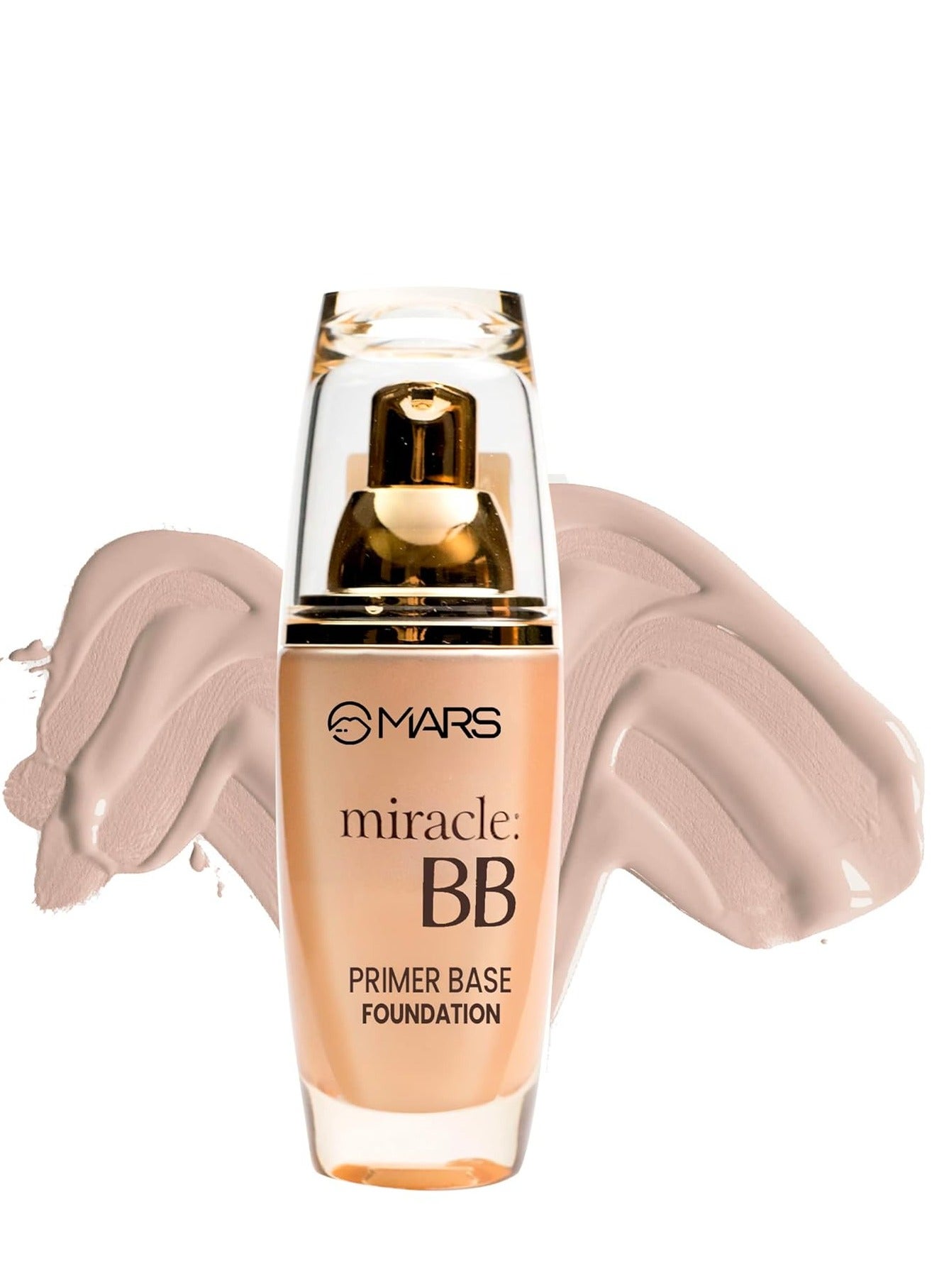 MARS Miracle BB Matte Full Coverage All Skin Type Foundation with Primer Base   Oil Control and Poreless   Long Lasting Liquid Foundation  60ml  06 NUDE BEIGE