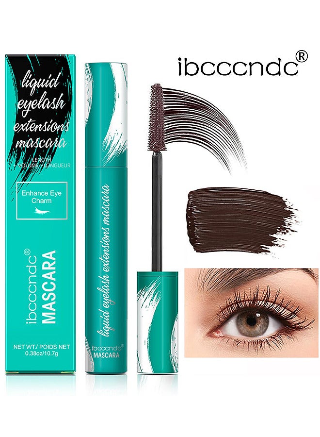Mascara Liquid Lash Extensions, Lengthening And Volumizing False Eyelashes Effect Mascara, Long-Lasting And Lash-Doubling Formula, Waterproof And Smudge-Proof Mascara (Brown)