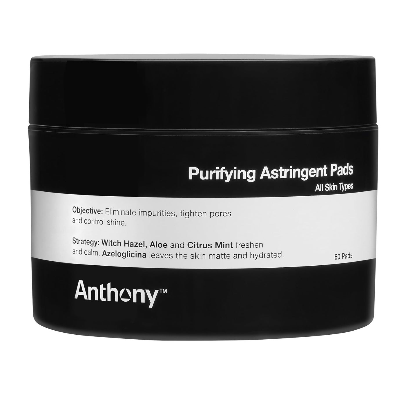 Anthony Witch Hazel Pads Pore Cleaner: 60 Count, Purifying Astringent Cleansing Toner Pads â€“ Aloe Vera, and Citrus Mint, Eliminate Impurities, Minimize Pores and Control Shine