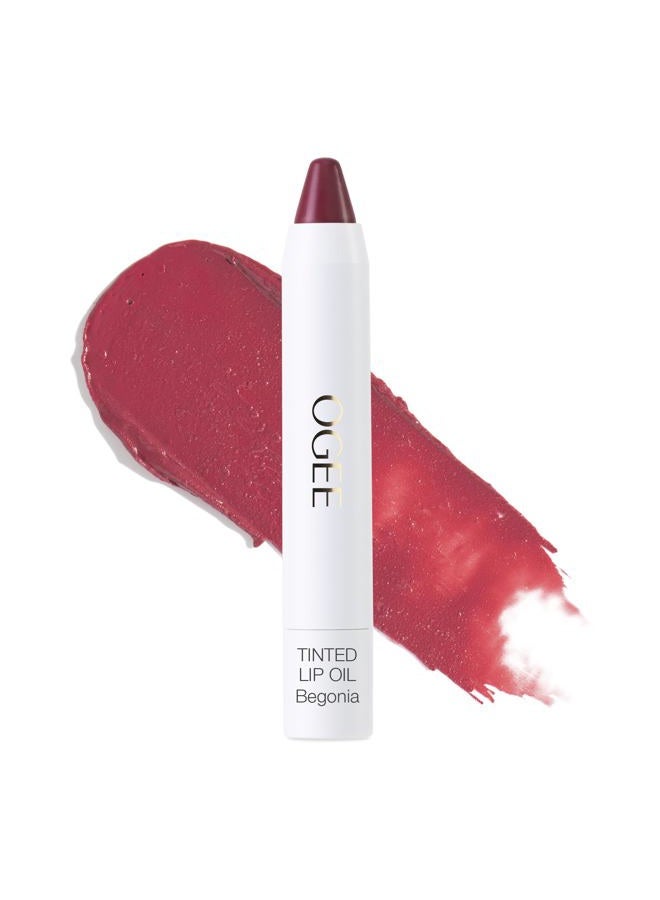 Tinted Sculpted Lip Oil - Lip Stain Made with 100% Organic Coconut Oil, Jojoba Oil, and Vitamin E - Best as Lip Balm, Lip Color or Lip Treatment - BEGONIA