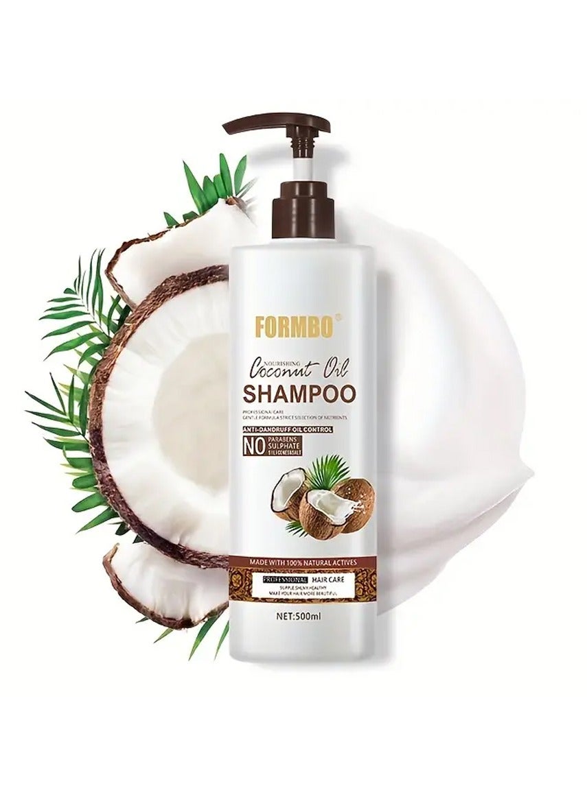 FORMBO Coconut Oil Shampoo for Unisex-Adult, Nourishing Thick Hair with Glycerin, Deep Clean Formulation, Dandruff & Oil Control, Sulfate & Paraben Free Liquid Hair Care, 500ML