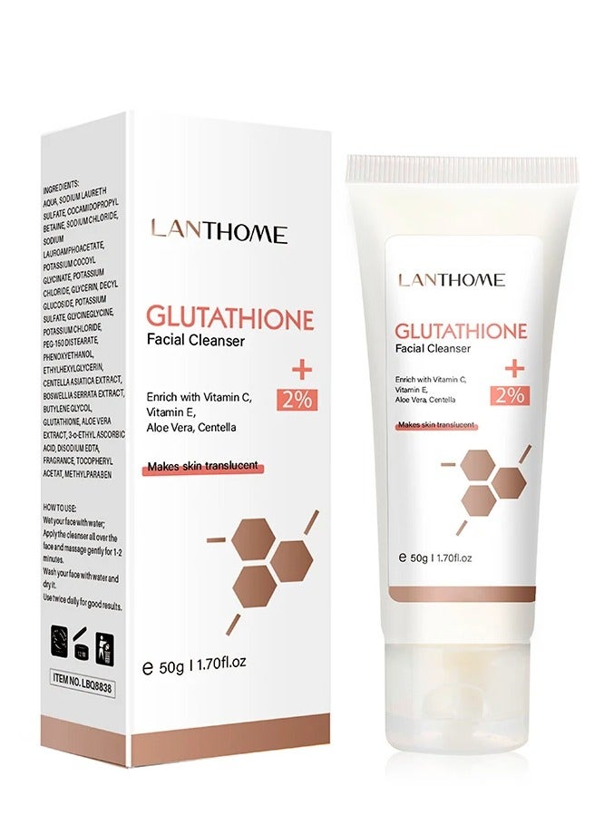 50g Glutathione Facial Cleanser Deep Cleansing Pore Facial Cleanser Tightens Skin Facial Serum Deep Cleaning Moisturizer Smooth Skin Body Cream Moisturizing Brightening and Whitening Face Cream
