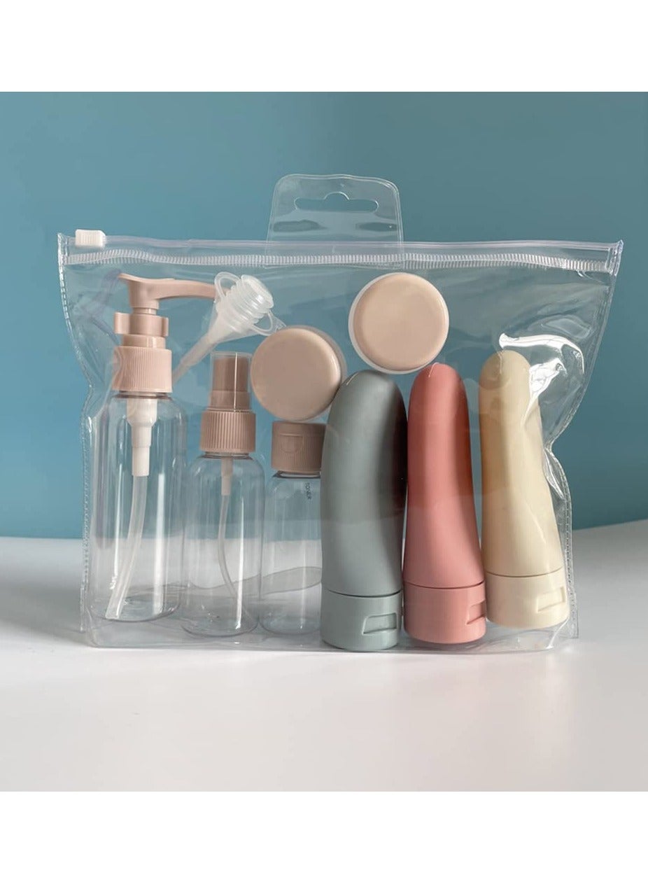 Travel Bottles for Toiletries 11 PCS Leak Proof, Refillable Squeezable Liquid Empty Containers Travel Containers with Bag