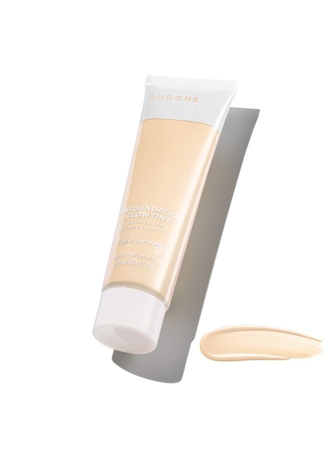 Undone Beauty Unfoundation Light Coverage Glow Tint Foundation with Coconut for Natural, Dewy Deep Neutral Glow - Enhances Face Shape, Cheeks, & Jawline - Pearl Light