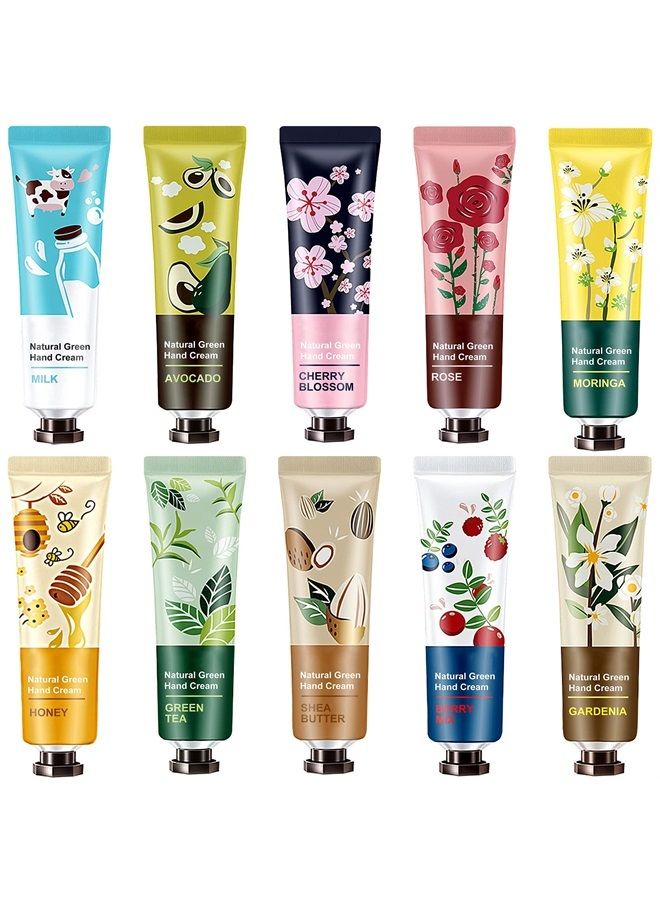 10 Pack Natural Plant Fragrance Moisturizing Hand Cream for Dry Hands, Stocking Stuffers Gift Set With Shea Butter And Aloe For Men And Women,Travel Size Lotion-30ml