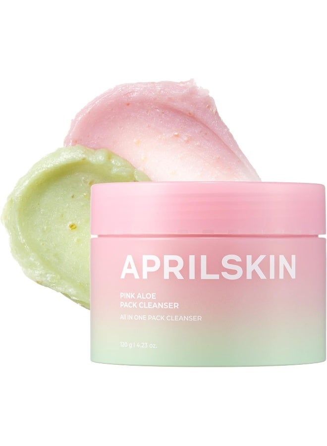 April Skin Pink Aloe Pack Cleanser Soothing Gentle Daily Face Wash for Sensitive Skin 120g