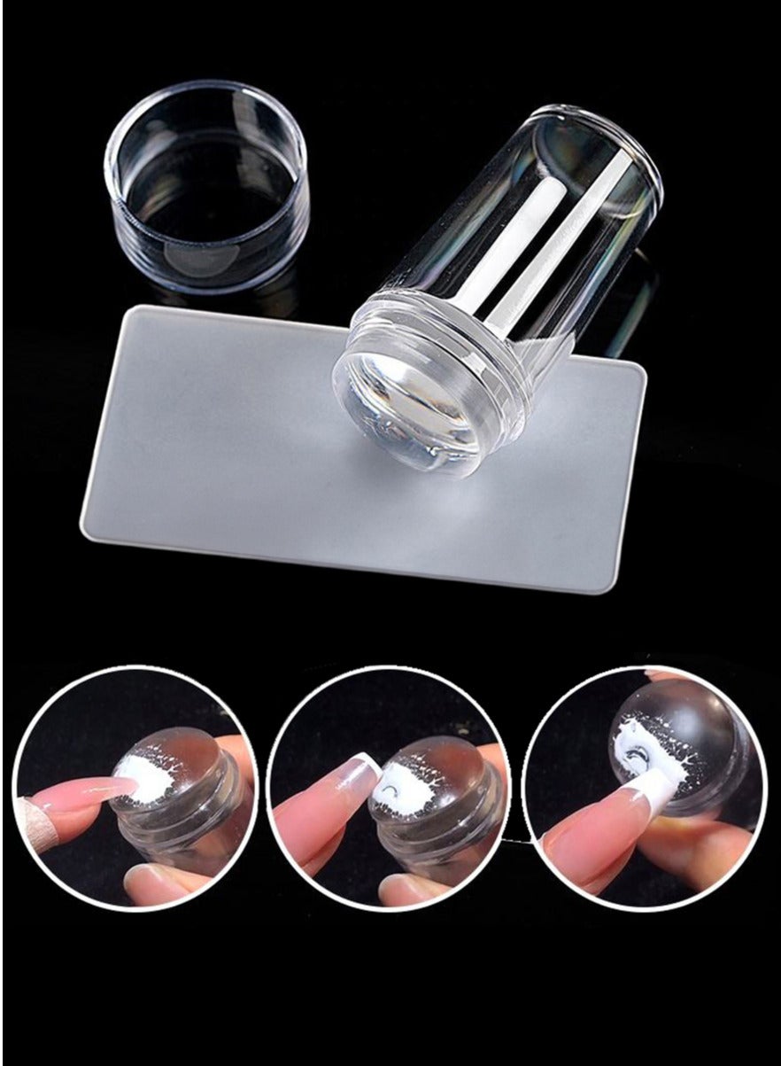 Nail Art Stamping Stamper Scraper With Image Cap Plate Clear