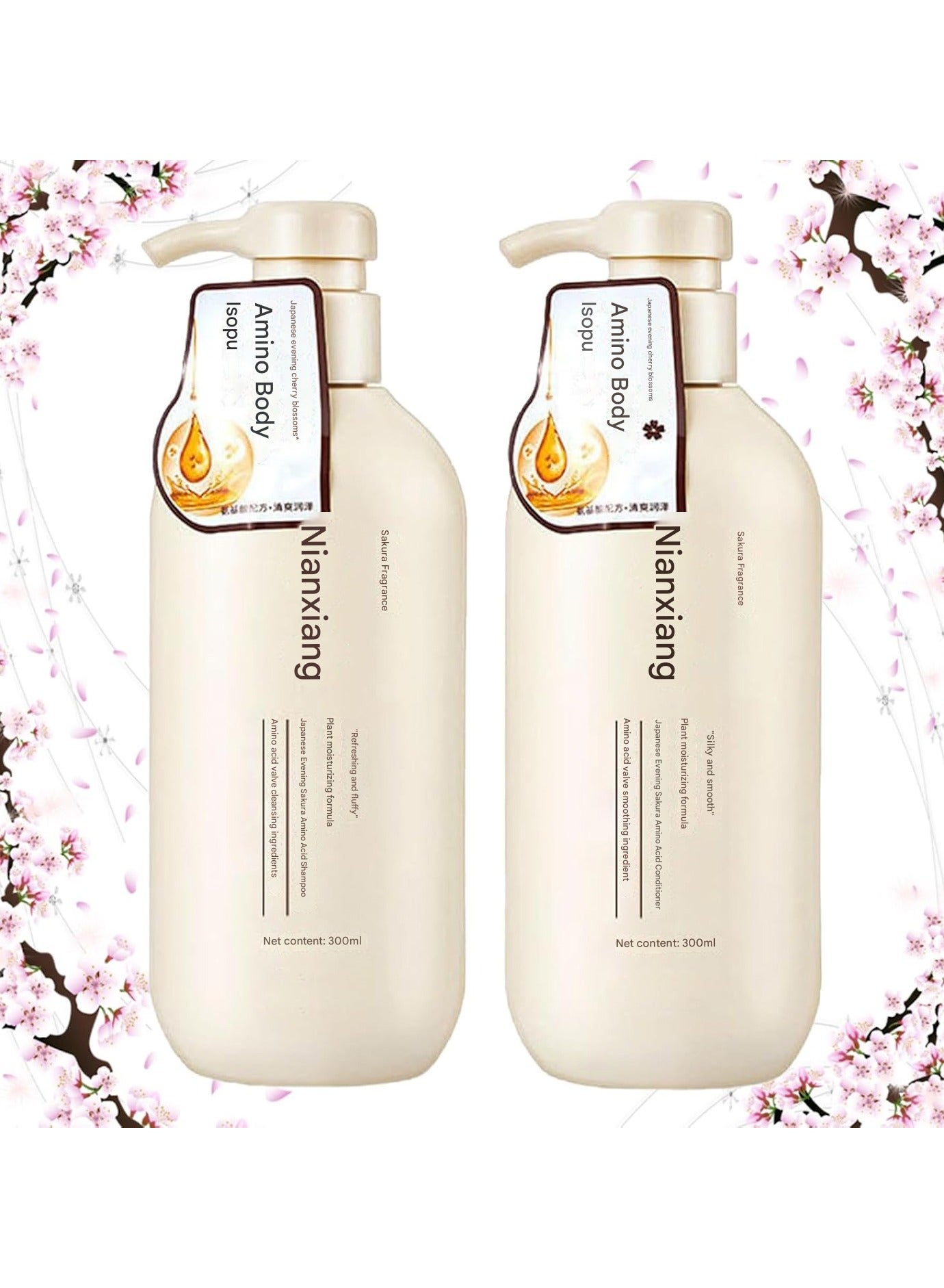 Sakura Japanese Shampoo, Shampoo Conditioner Japanese and shower gel，Prevent hair loss and repair dry and damaged hair, Thick and Smooth Hair, for All Hair Type