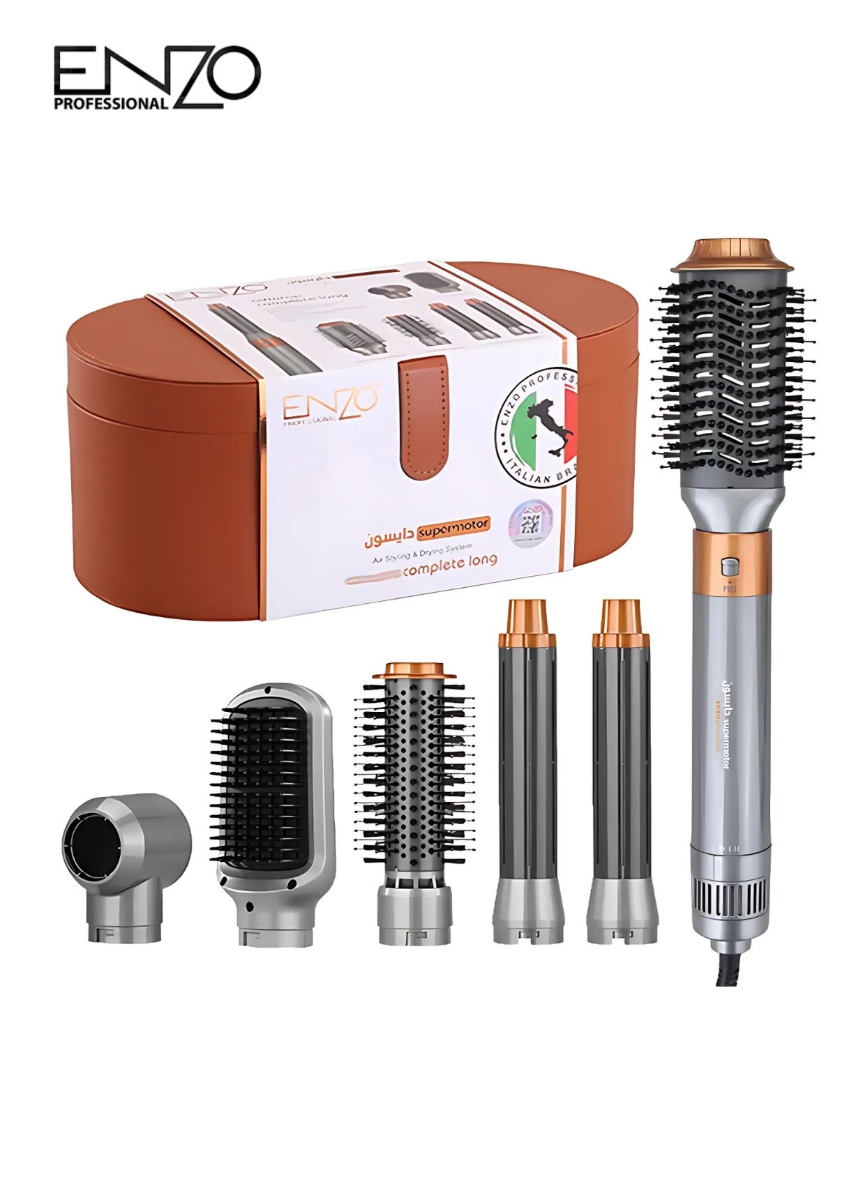 EN-4133 6-in-1 Electric Hair Styling Tool – Hair Straightener, Curler, Hot Air Brush & One-Step Dryer with Ionic Technology for Salon-Quality Styling at Home