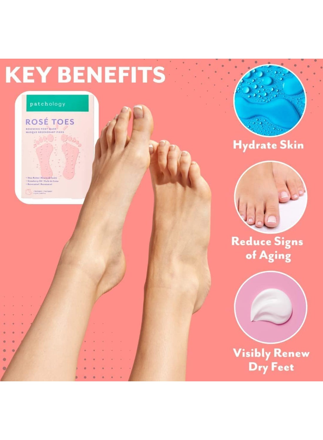 Patchology Serve Chilled Rosé Toes – Deep Softening for Rough Feet, AHA & Rose Oil, Exfoliating Bootie for Callus Relief 1 Pair - image 3