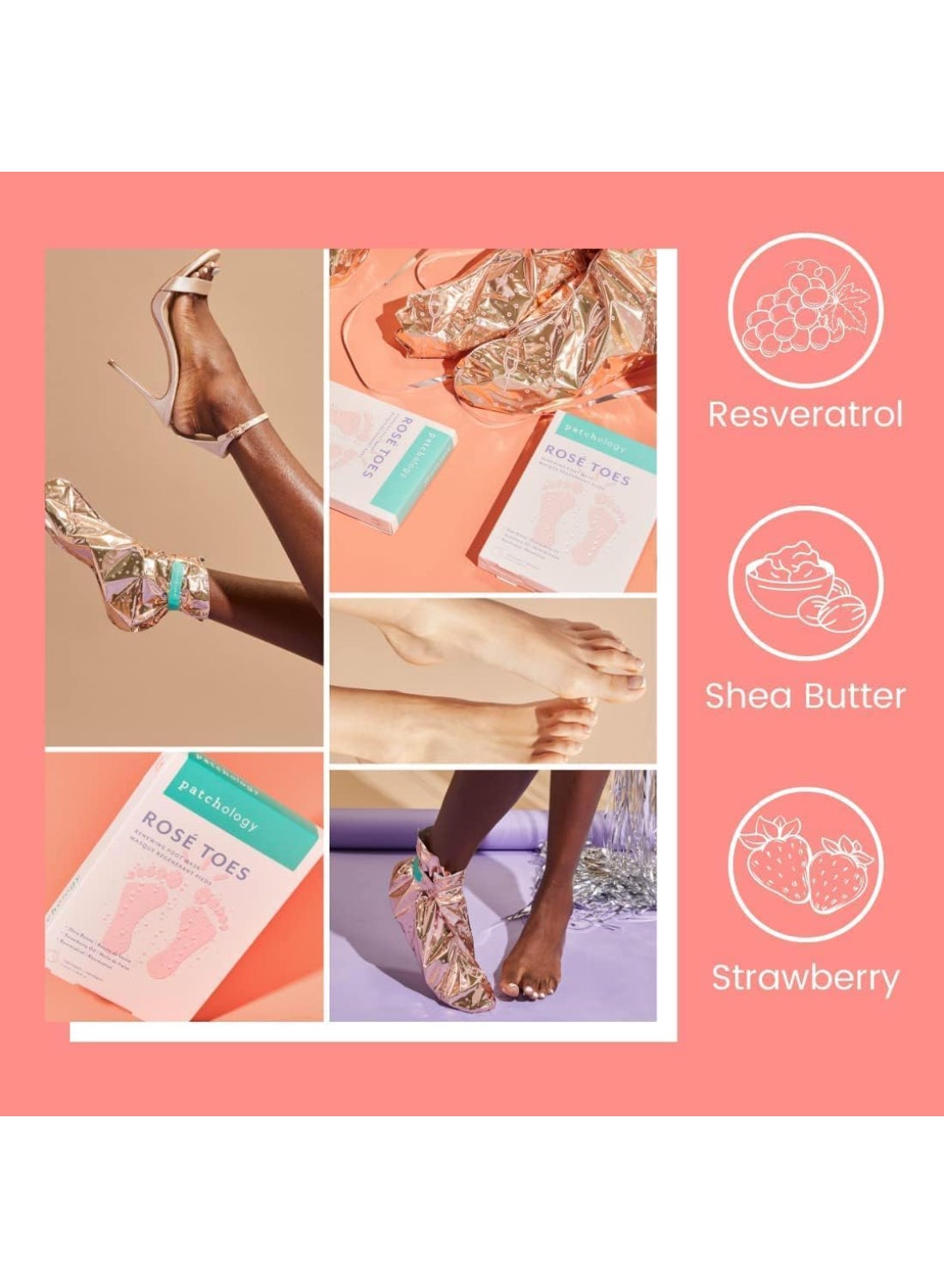 Patchology Serve Chilled Rosé Toes – Deep Softening for Rough Feet, AHA & Rose Oil, Exfoliating Bootie for Callus Relief 1 Pair - image 4
