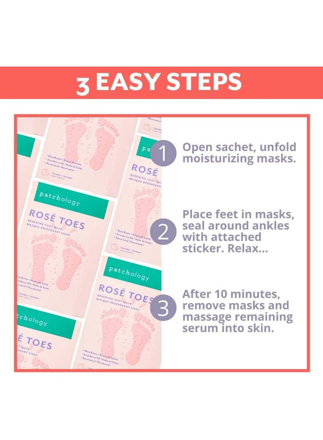 Patchology Serve Chilled Rosé Toes – Deep Softening for Rough Feet, AHA & Rose Oil, Exfoliating Bootie for Callus Relief 1 Pair - image 5