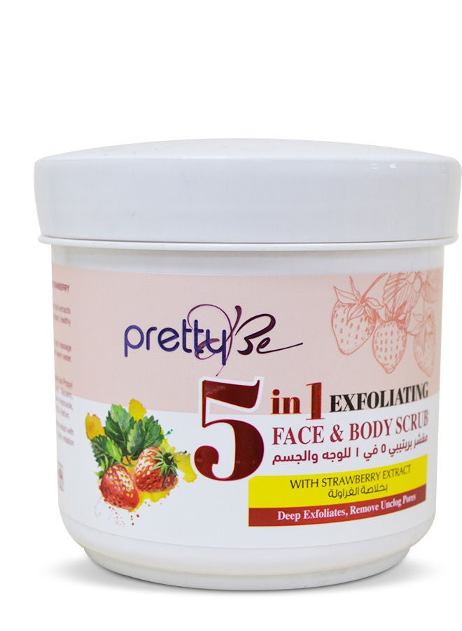5 in 1 Exfoliating Face & Body Scrub With Strawberry Extract 550ml