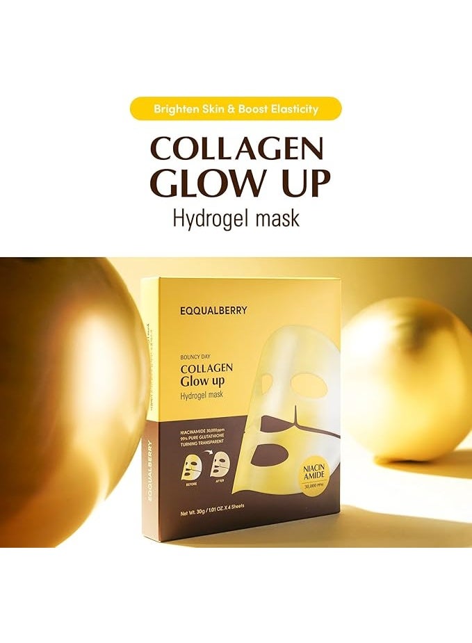 Collagen Glow Up Hydrogel Mask 4 Sheets | Hydrating & Radiance Boosting Face Mask | Skin Glow, Elasticity & Moisture Care - image 2