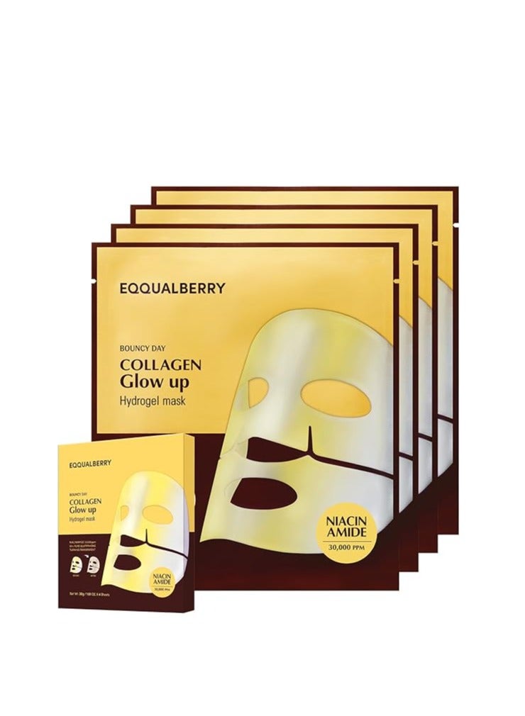 Collagen Glow Up Hydrogel Mask 4 Sheets | Hydrating & Radiance Boosting Face Mask | Skin Glow, Elasticity & Moisture Care