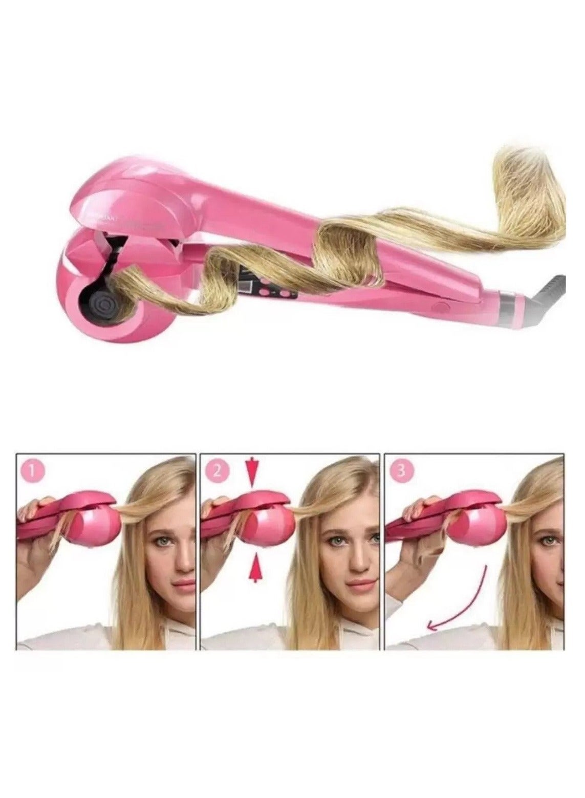 Professional Pro Perfect Ladies Curly Hair Machine Curl Secret Hair Curler Roller with Revolutionary Automatic Curling Technology for Women Girls, Pink