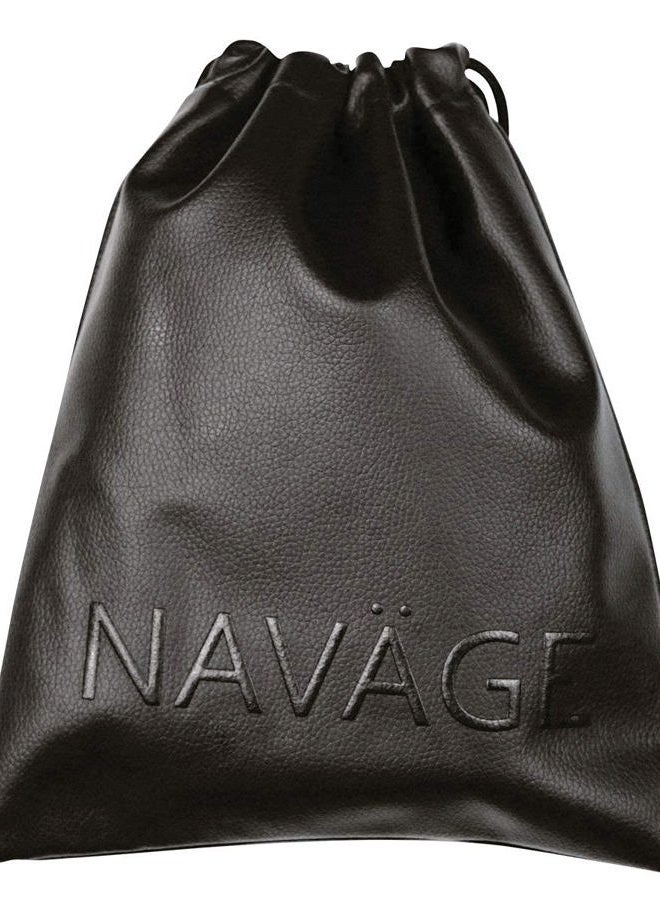 Travel Bag (Black) - Vegan Leather Travel Pouches for Women and Men - Custom-Fit Small Pouch for the Navage Nasal Irrigation System - Versatile Drawstring Pouch and Makeup Bag (8.25"x10.25")