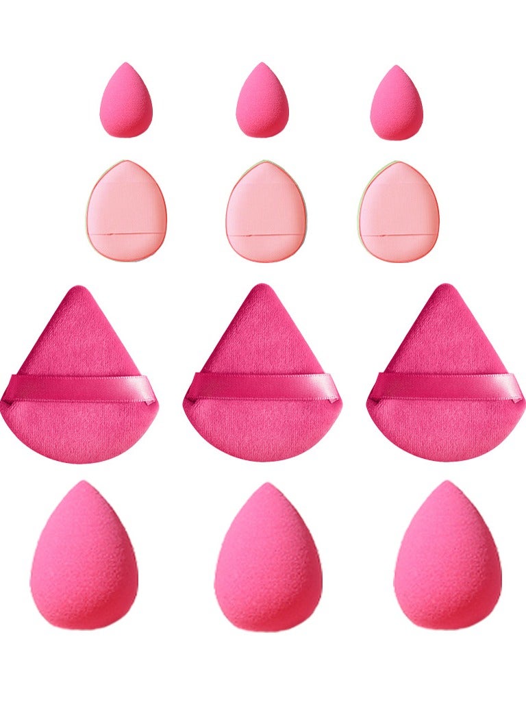 12 PCS Triangle Powder Puffs Face Cosmetic Powder Puff Washable Reusable Soft Plush Powder Makeup Sponge