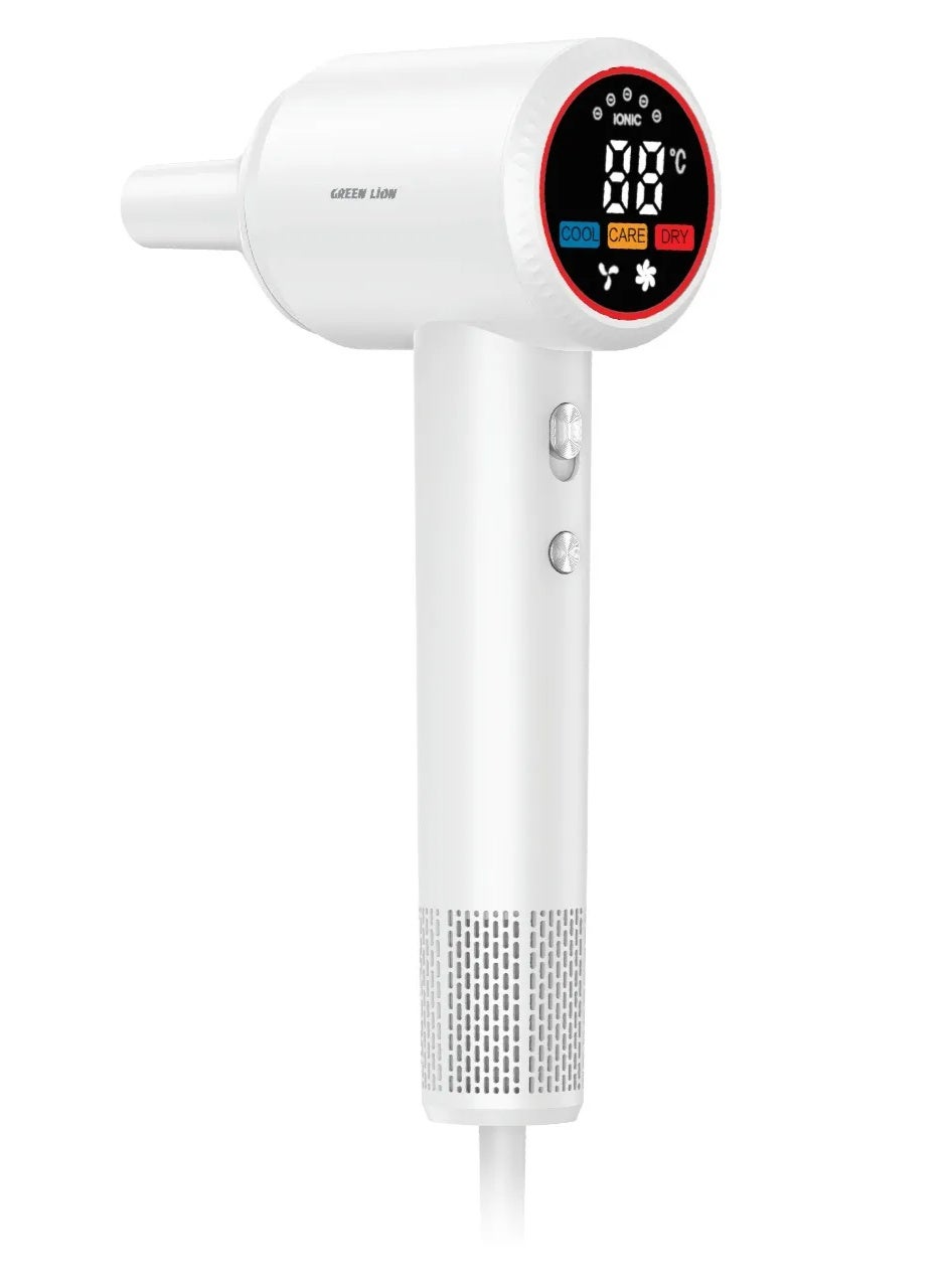 LUXAIR Hair Dryer with Digital Display 1600W Power / Hot, Cold Air Alternating Mode / 3 Heat Settings /Low Noise - White