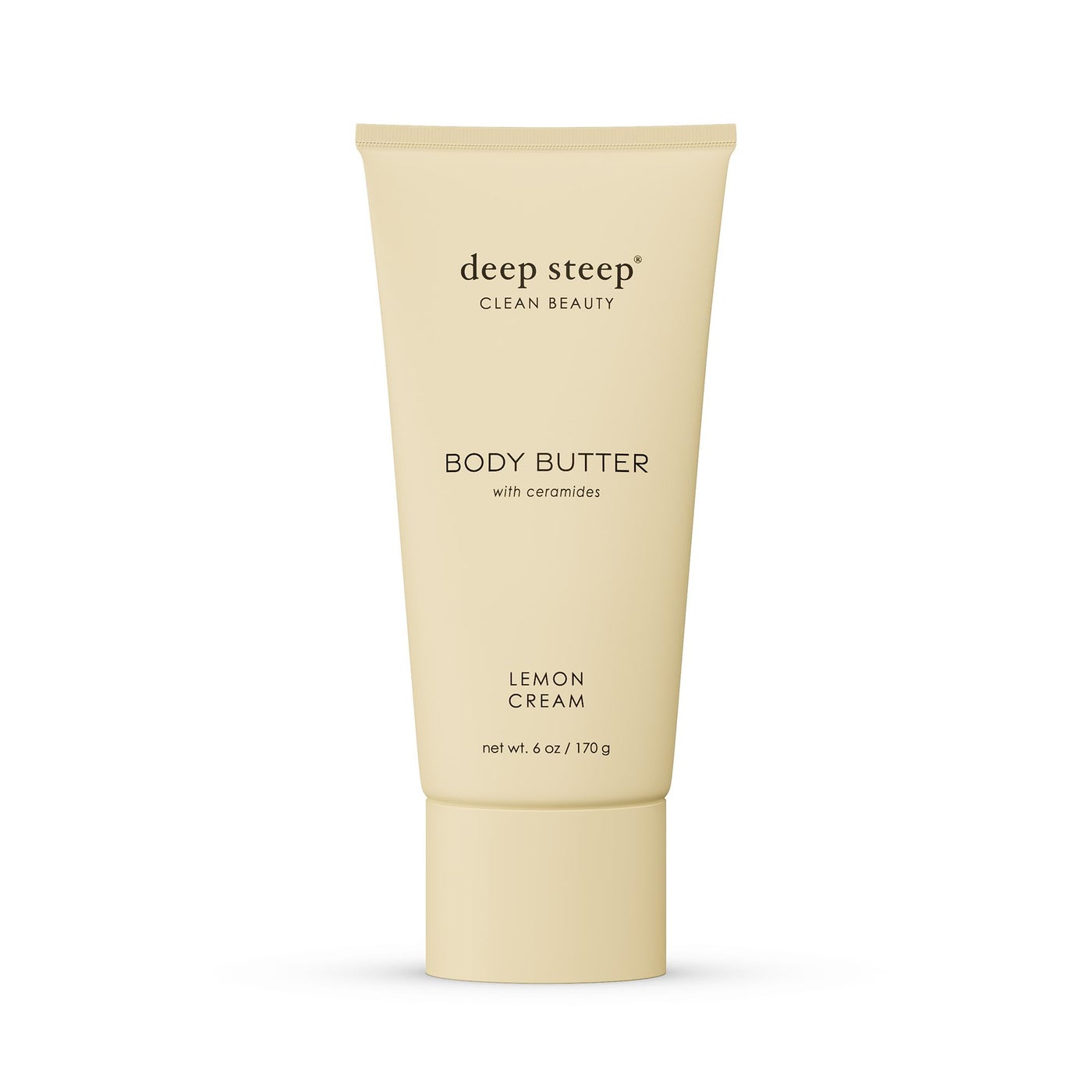 Deep Steep Body Butter, 6 oz â€“ Rich Moisturizer with Ceramides, Coconut Oil, Argan Oil & Aloe Vera â€“ Vegan, Clean Beauty, Smooth & Hydrated Skin (6 Ounces, Lemon Cream)