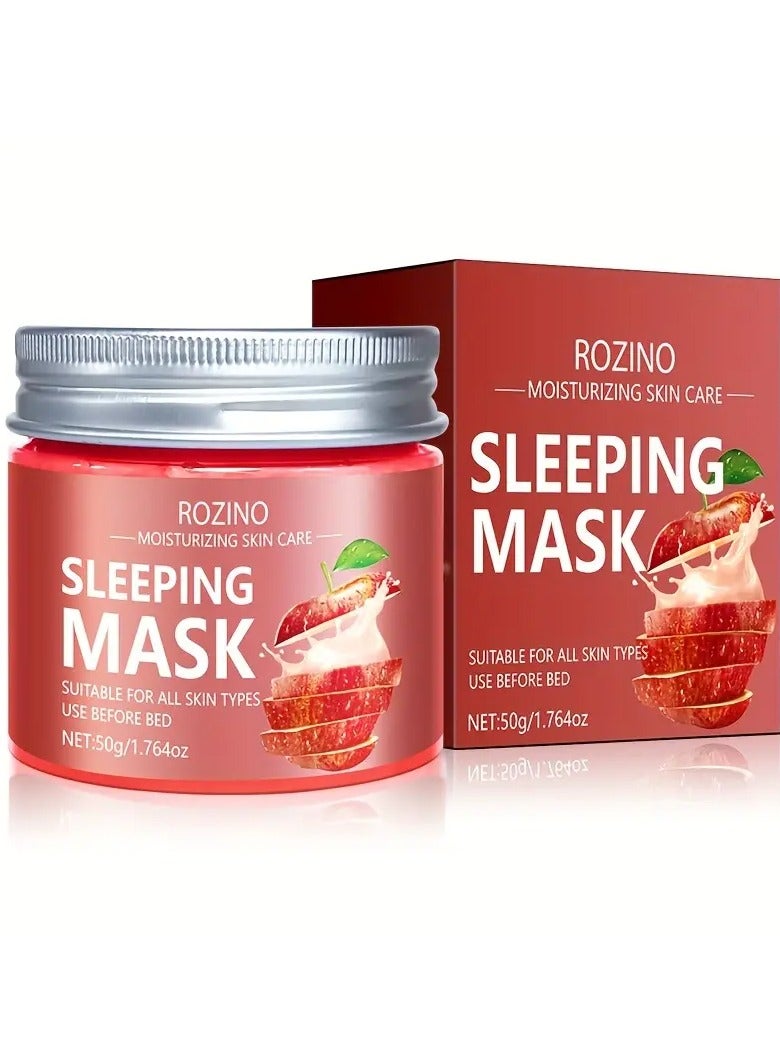 ROZINO Apple Sleep Mask 50g - Moisturizing & Nourishing Facial Treatment with Aloe Vera, Vitamin C, Jojoba Oil & Sodium Hyaluronate - Non-Greasy, Easy Absorb Formula for Smooth, Refreshed Skin - Hypoallergenic, Alcohol-Free, Suitable for All Skin Types
