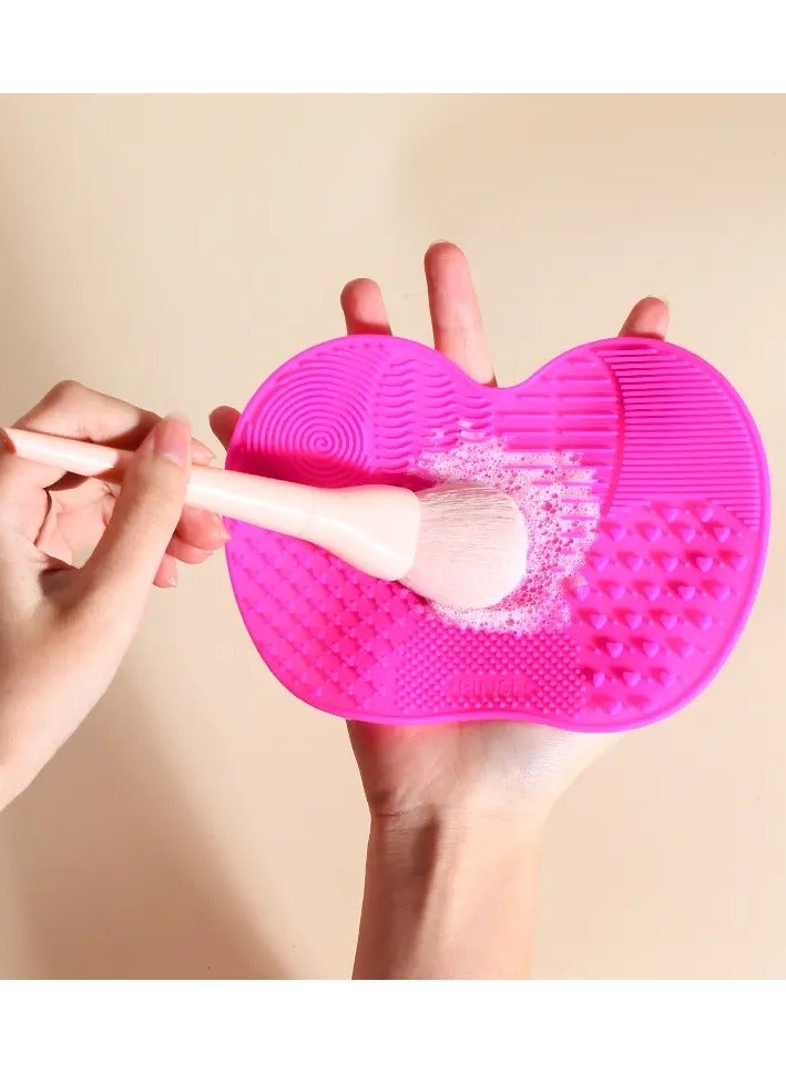 1PC Sioicone Brush Cleaner Wahing Brush Cleaning Mat Foundation Makeup Brush Cleaner Pad Universal Makeup Tool With Sunction Cuos - Rose Red