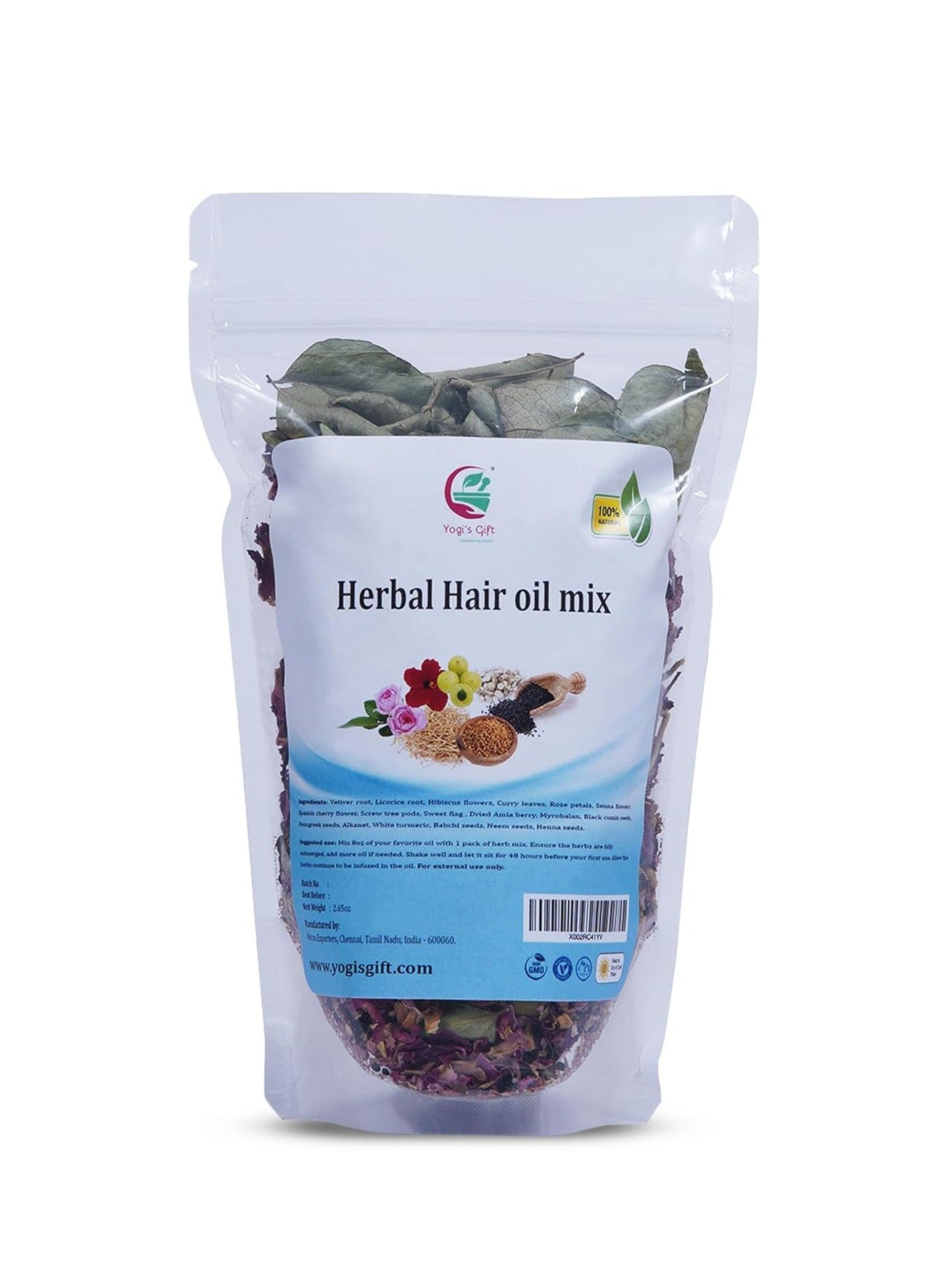 HERBAL HAIR OIL MIX | Ayurvedic 18 Essential Raw Herbs for Oil Infusion | 100% Natural Indian Herbs for Hair Growth | Yogi‚Äôs Gift For Women