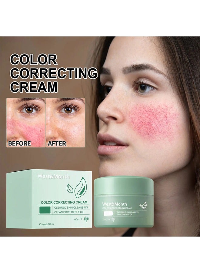 Color Correcting Cream, Anti Redness Green Concealer, Hydrating Color Correcting Cream, Pigment Correcting Cream, Apply After Moisturizer, Before Sunscreen and Makeup 100g
