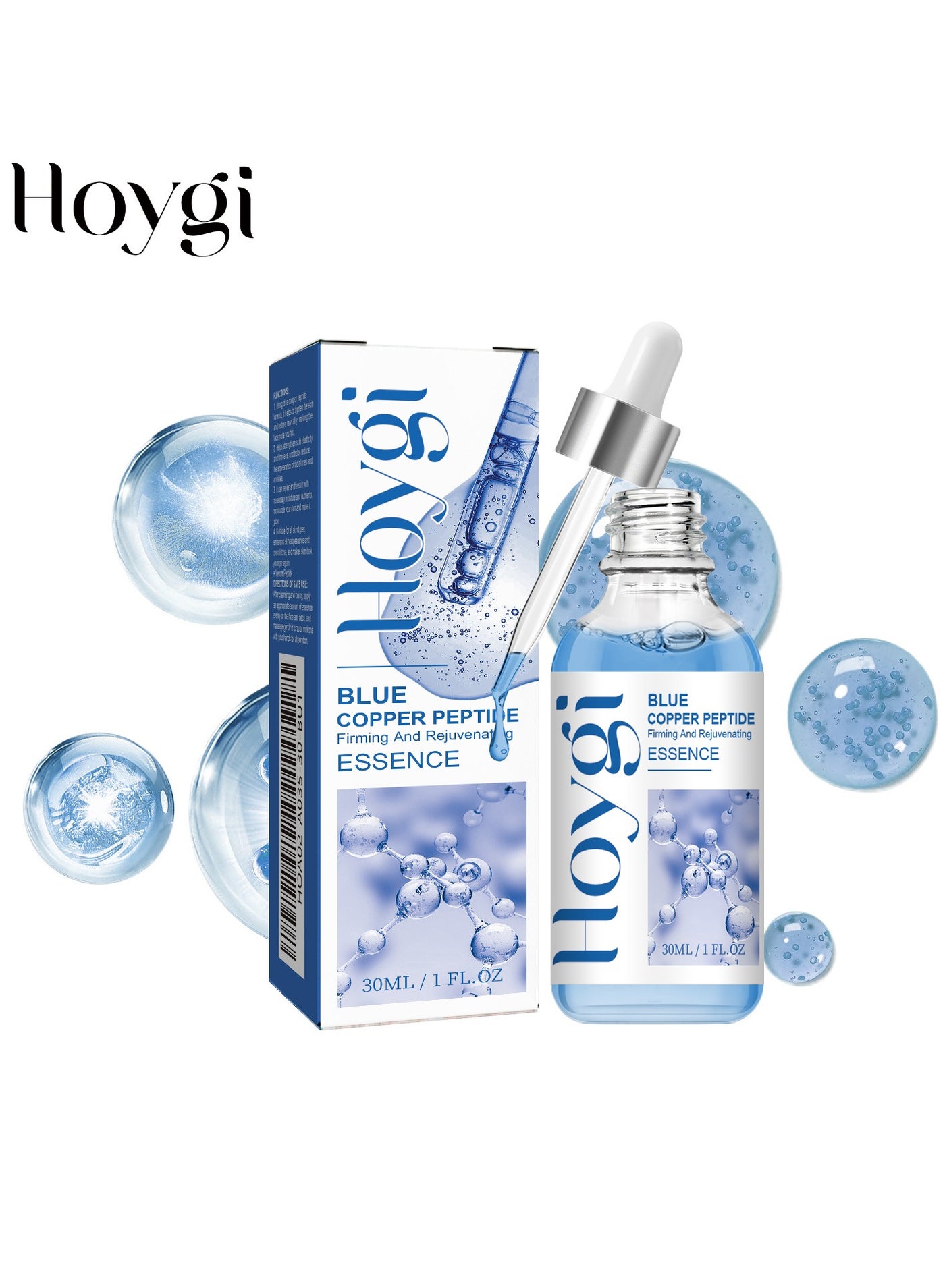 Blue Copper Peptide Firming And Rejuvenating Essence Anti-Aging Serum 30ml - Skin Revitalizing Formula with Brightening Essence for Radiant Face Clinically Proven Wrinkle Reduction