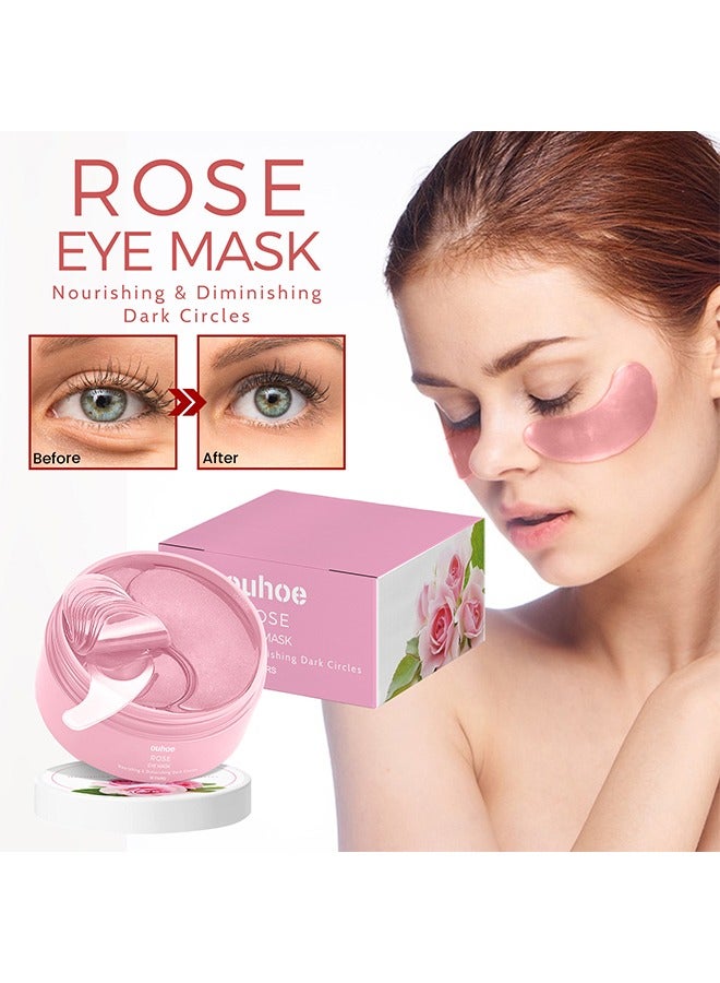 Pink Rose Eye Mask, Reducing Fine Lines and Dark Circles, Moisturizing and Firming for Eye Nurse Gel Pads 30 Pairs