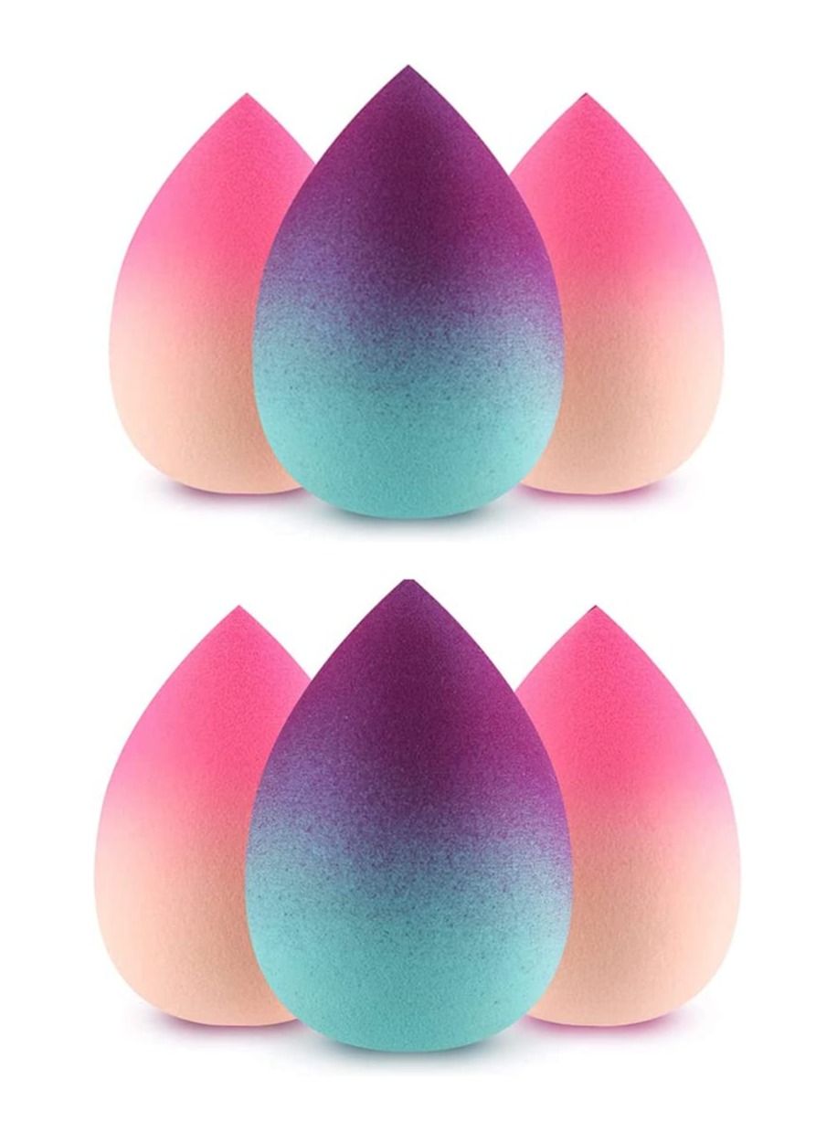 Makeup Sponges, 6Pcs Foundation Blending Beauty Sponge, Gradient Beauty Blender Foundation Sponges Set Concealer Applicator Sponges, Dry & Wet Use for Foundation, Cream Powder, Super Soft Sponge
