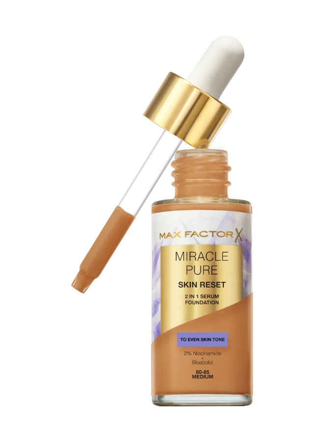 Miracle Pure 2in1 Skin Reset Serum Foundation - 80-85 - Medium, 30ml