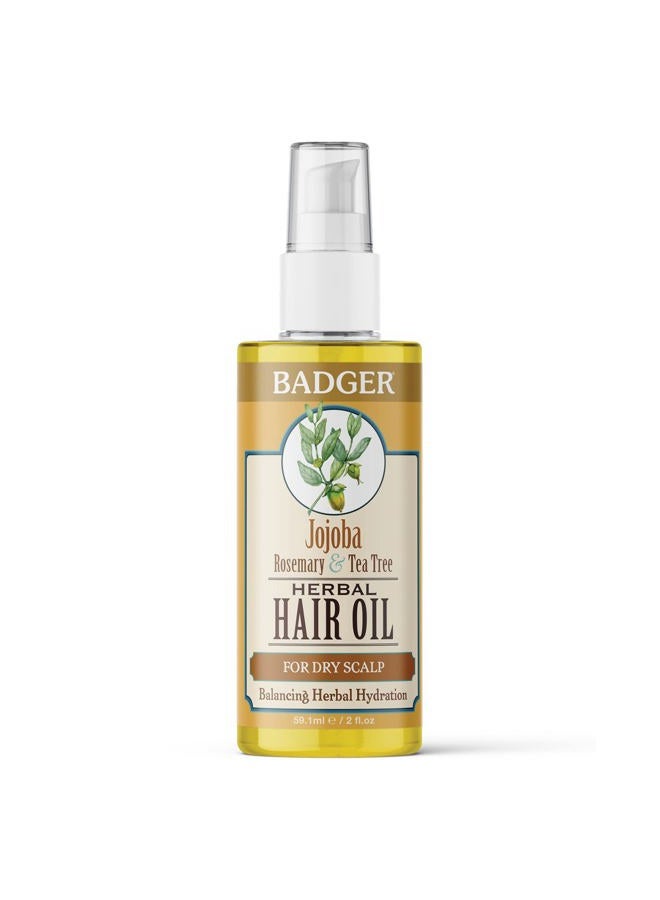 Organic Jojoba Hair Oil & Dry Scalp Treatment, Soothing & Moisturizing Itchy Dry Scalp Oil, Rosemary Hair Oil, Organic Jojoba Oil Hair & Scalp Moisturizer, 2 fl oz Glass Bottle